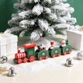 thumbnail image 3 of Green Christmas Wooden Mini Train Tabletop Ornament, 4-Car Connected Train Decor with Snowman Bear Figurines for Xmas Home Mantel & Table Decor, 3 of 6