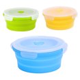 thumbnail image 1 of ER 3 Piezas Tazón de Camping Plegable Amarillo Azul Verde, Caja de Almuerzo Plegable de Silicona con Tapa Tazón Ensaladera Retráctil Plegable Contenedores de Alimentos para Cocina Acampar al Aire Libre Senderismo 400ml oso de fresa Electrónica, 1 of 5