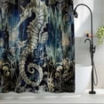 thumbnail image 2 of Ombre Seahorse Leaves Fabric Shower Curtain Gradient Ocean Nautical Washable Shower Curtains for Bathroom, Waterproof Bath Curtain with Hooks Home Decor 72x84in, 2 of 8