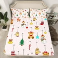 thumbnail image 2 of jejeloiu Cute Bear Snowmen Queen Sheet Set,Red White,4-Piece Home Decor, 2 of 7
