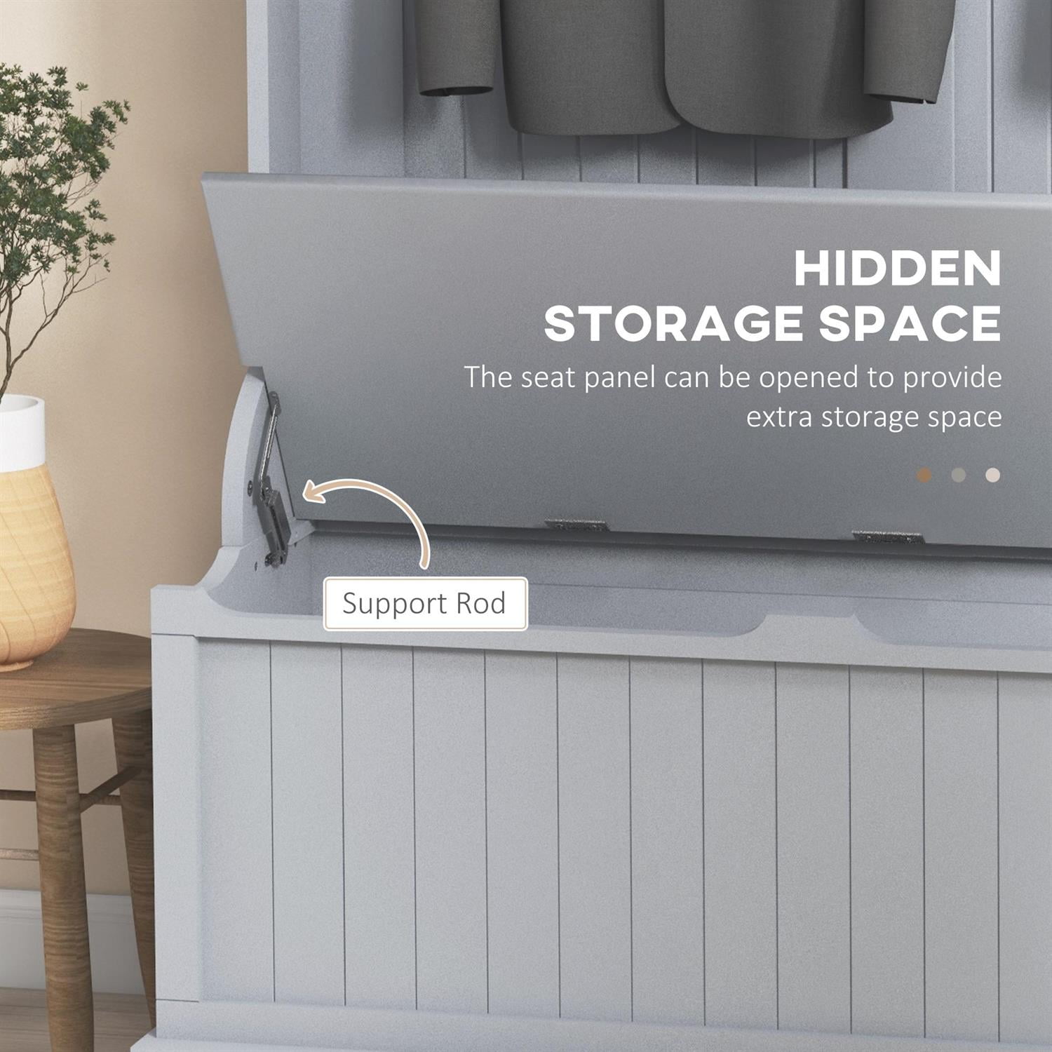 Demi Bonn 70" Hallway Bench with Coat Rack and Shoe Storage, 3-in-1 Entryway Organizer for Home, Storage Hooks and Hall Tree for Convenience, Gray