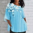thumbnail image 2 of LYXSSBYX 3/4 Length Sleeve Womens Tops Plus Size Women's Ladies Fashion Casual Cropped 3/4 Sleeve Printing Cotton Loose Shirt Blouse Top, 2 of 5