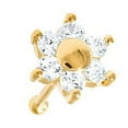 thumbnail image 5 of JewelStop 14K Yellow Gold CZ Flower Stud Nose Rings- 0.55mm 24 Gauge 6mm Long, 5 of 6