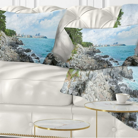 Designart Pathway along the Coast of Dogbane - Landscape Printed Throw Pillow - 12x20