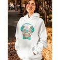 thumbnail image 2 of Hipster Pug Blue Headphones. Hoodie Women -Image by Shutterstock, Female 3X-Large, 2 of 4