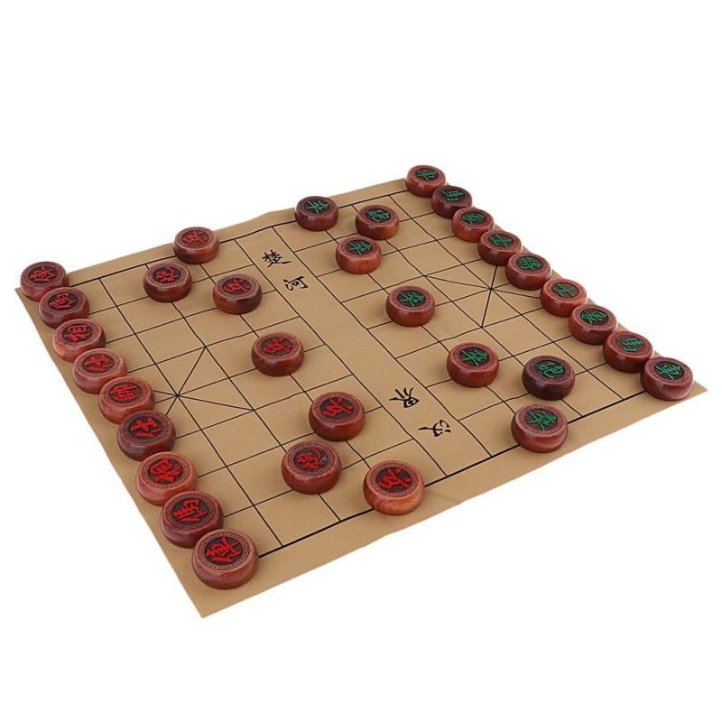 High-end Rosewood Chinese Chess Set Classic Board Home Game with PU Wrapped Case 