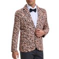 thumbnail image 4 of Lars Amadeus Animal Printed Blazer for Men's Slim Fit One Button Sports Coats M Light Khaki, 4 of 5