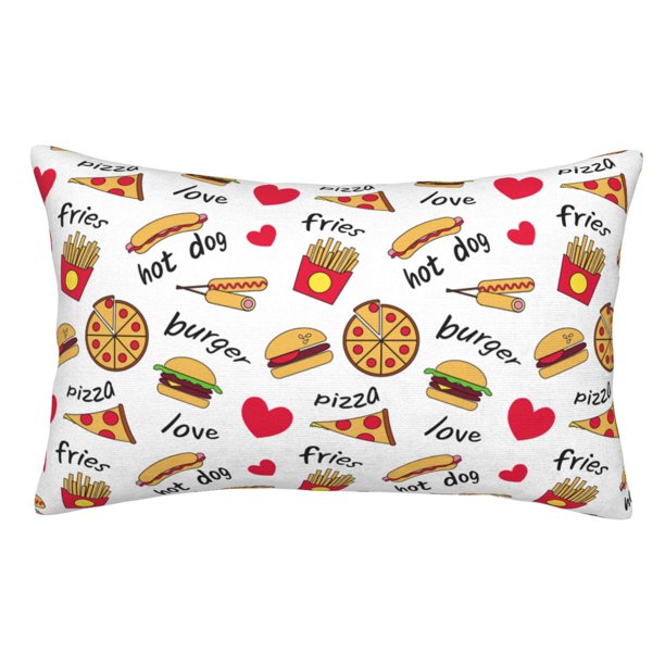 Balery Fast Food Funda de Cojín Estampada, Regalos para Mujeres, Regalos de Amor para Ella, Regalos para Novia o Esposa, Funda de Almohada-16"x24"