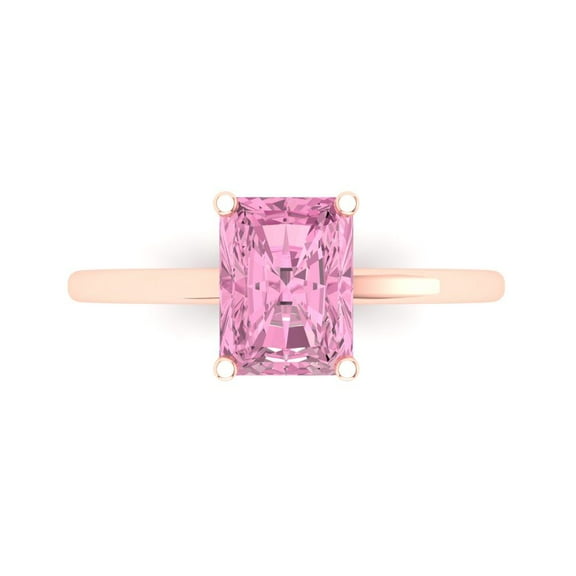 Solitaire Engagement Ring for Women - 2ct Simulated Pink Diamond in 14K Rose Gold Promise Ring