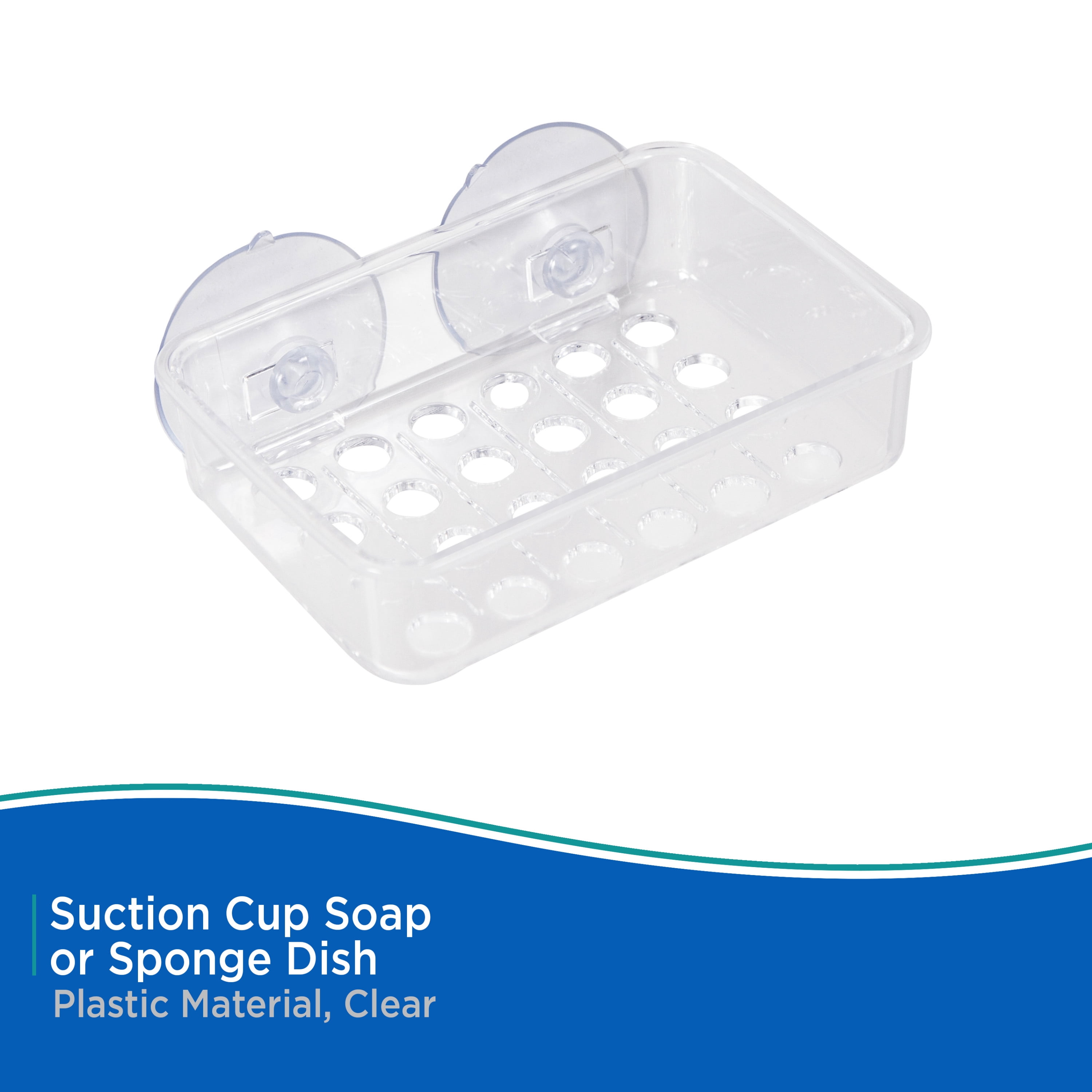 Kenney Plastic Suction Cup Soap or Sponge Dish, Clear