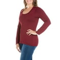 thumbnail image 3 of 24seven Comfort Apparel Plus Size Solid Long Sleeve Scoop Neck Womens Tee, 3 of 4