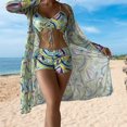 thumbnail image 1 of Women Bikini Set Ins 3 Piece Swimsuits Spaghetti Strap with Long Sleeve Cover Up, 1 of 9