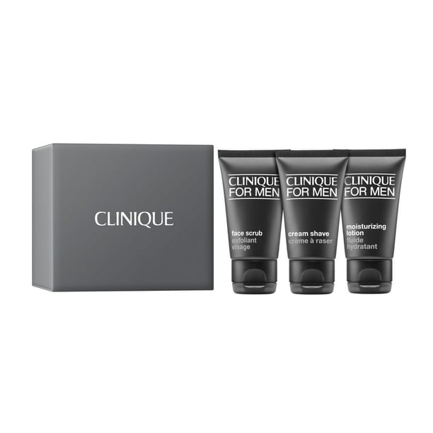 Set de afeitado Clinique para hombre, exfoliante facial, 30 ml, crema de afeitar, 30 ml