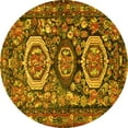 thumbnail image 1 of Ahgly Company Machine Washable Indoor Round Medallion Yellow Traditional Area Rugs, 4' Round, 1 of 4