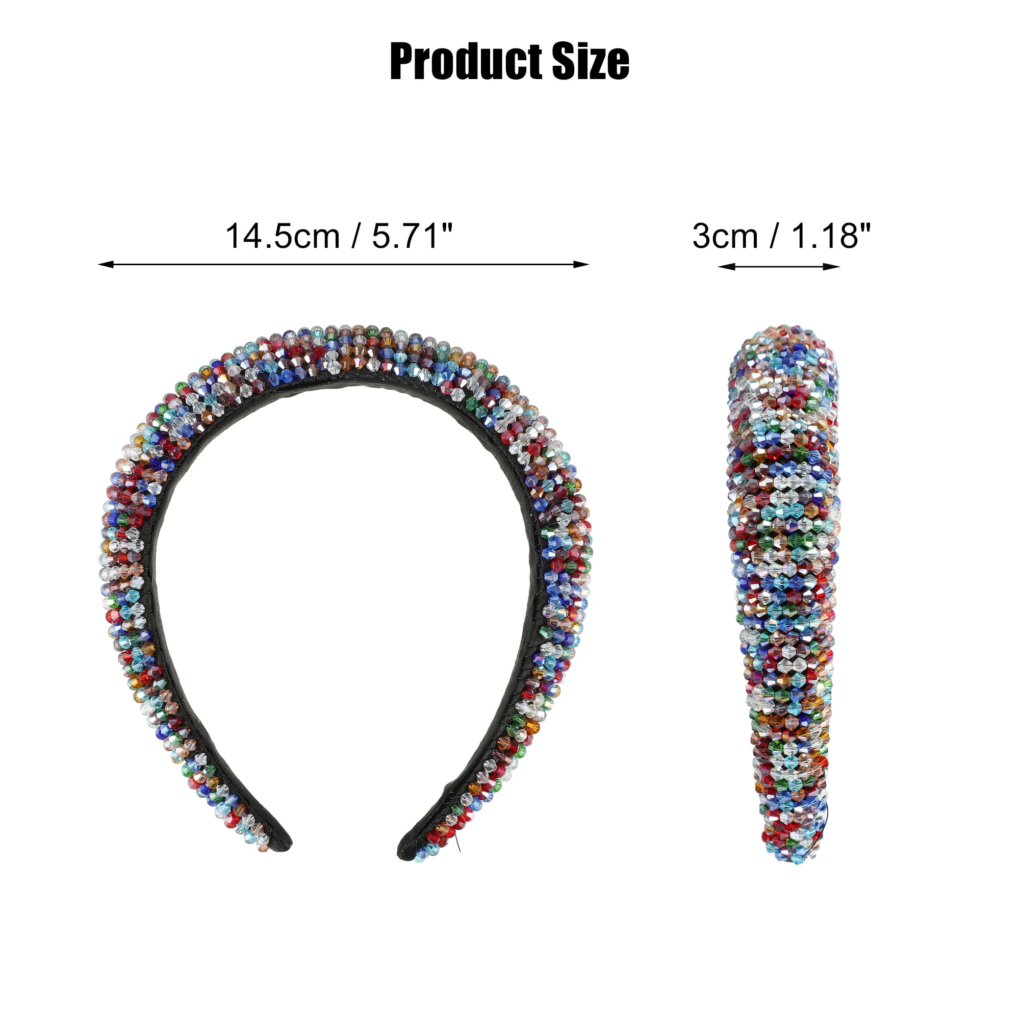 Unique Bargains Rhinestone Headband Bling Hair Accessories for Women Multicolor 1.18" Wide