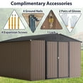thumbnail image 2 of 10x10 FT Outdoor Storage Shed, Spacious Metal Tool Shed with Lockable Doors & Ventilation for Patio, Lawn, and Backyard, for Storing Garden Equipment, Lawnmowers, and Bicycles, Brown, 2 of 8