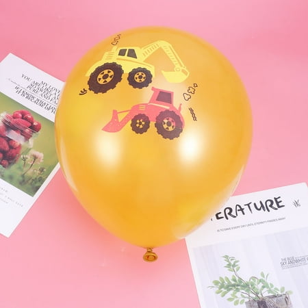 GOOHOCHY 10pcs 12 Inches Excavator Construction Vehicle Printing Balloons Set Birthday Party Supplies Latex Balloons Party Decoration Without Ribbon(Golden)
