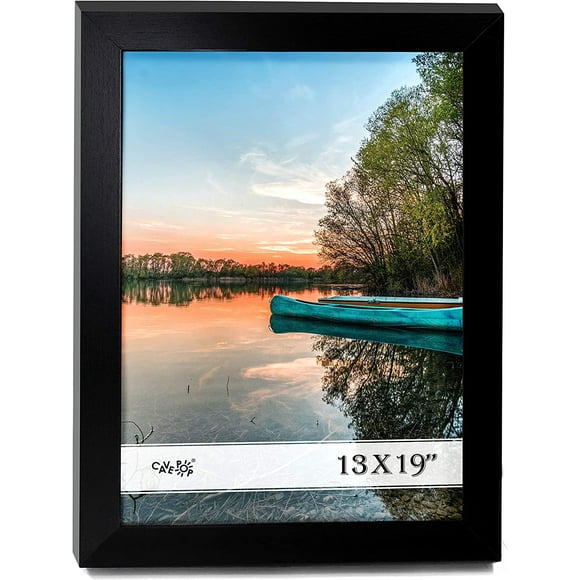AmPm 12x18 Black Wooden Picture Frame with Polished Plexiglass - Horizontal and Vertical Formats with Included Hanging Hardware, Frame Posters, Puzzles and Artwork
