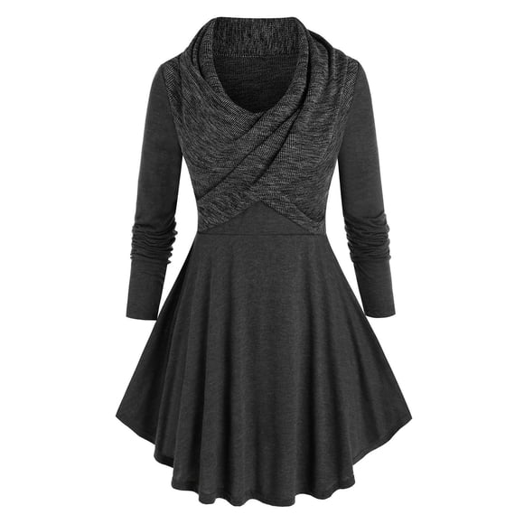 TAMAÑO PLUS TAMAÑO CROSSOVE MEDIA MEDIA T SHIRT Rosegal Mangas largas de talla grande