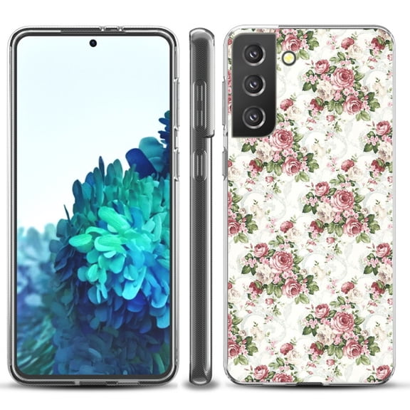 Slim-Fit TPU Protective Phone Case compatible with Samsung Galaxy S21  5G / S21 PLUS 5G, by OneToughShield ® - Floral/Rose