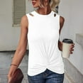thumbnail image 3 of Scyoekwg Womens Fashion Tank Top Casual Dressy Blouse Sling Crewneck Hollow Out Front Twisted Tank Tops Suspenders Sleeveless Slim Solid Color Summer Blouses (White,XL), 3 of 6