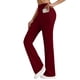 thumbnail image 2 of Amzcrzy Pantalones Yoga Mujer Color Liso - Cintura Elástica, Control Abdominal, Corte Acampanado, Leggings Elásticos Cómodos, Bolsillos S-2XL Rojo, 2 of 7