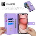 thumbnail image 2 of for Motorola Moto G (2023) Phone Case Leather Wallet Folio Flip Cover Kickstand, 3 Layer Multi Card Holder Cash Slot Photo Bag, Golden Love Zipper Puller + Magnetic Buckle, Wrist Strap, 2 of 8