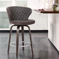 thumbnail image 2 of Armen Living Mynette 30" Faux Leather & Wood Swivel Bar Stool in Brown, 2 of 5