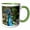 Green/White, variant on 3drose, Bright Colored Peacock, 11oz Two-tone Red Mug