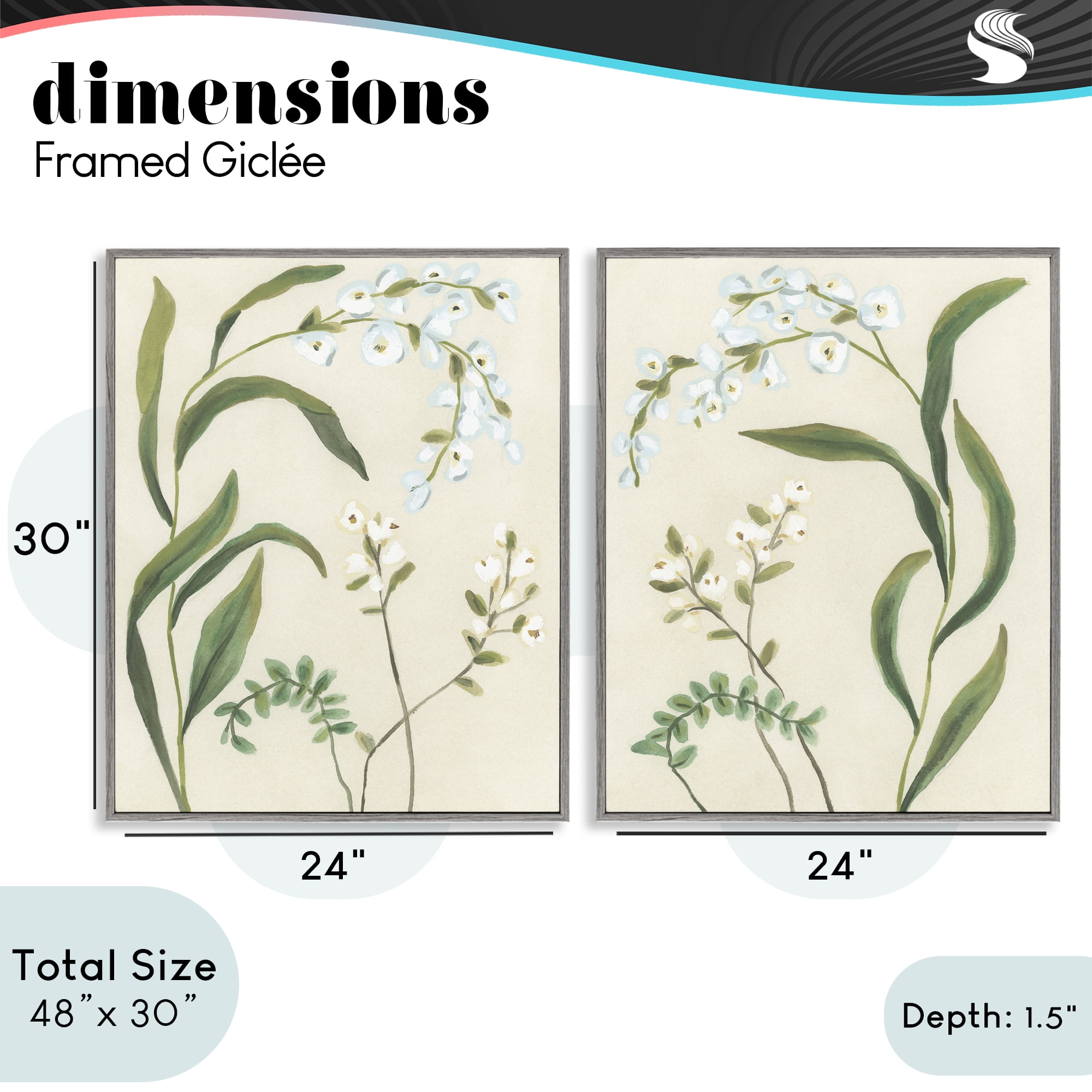 Stupell Industries Vintage Snowdrop Stems 2 Piece Gray Framed Giclee Art Set, design by June Erica Vess