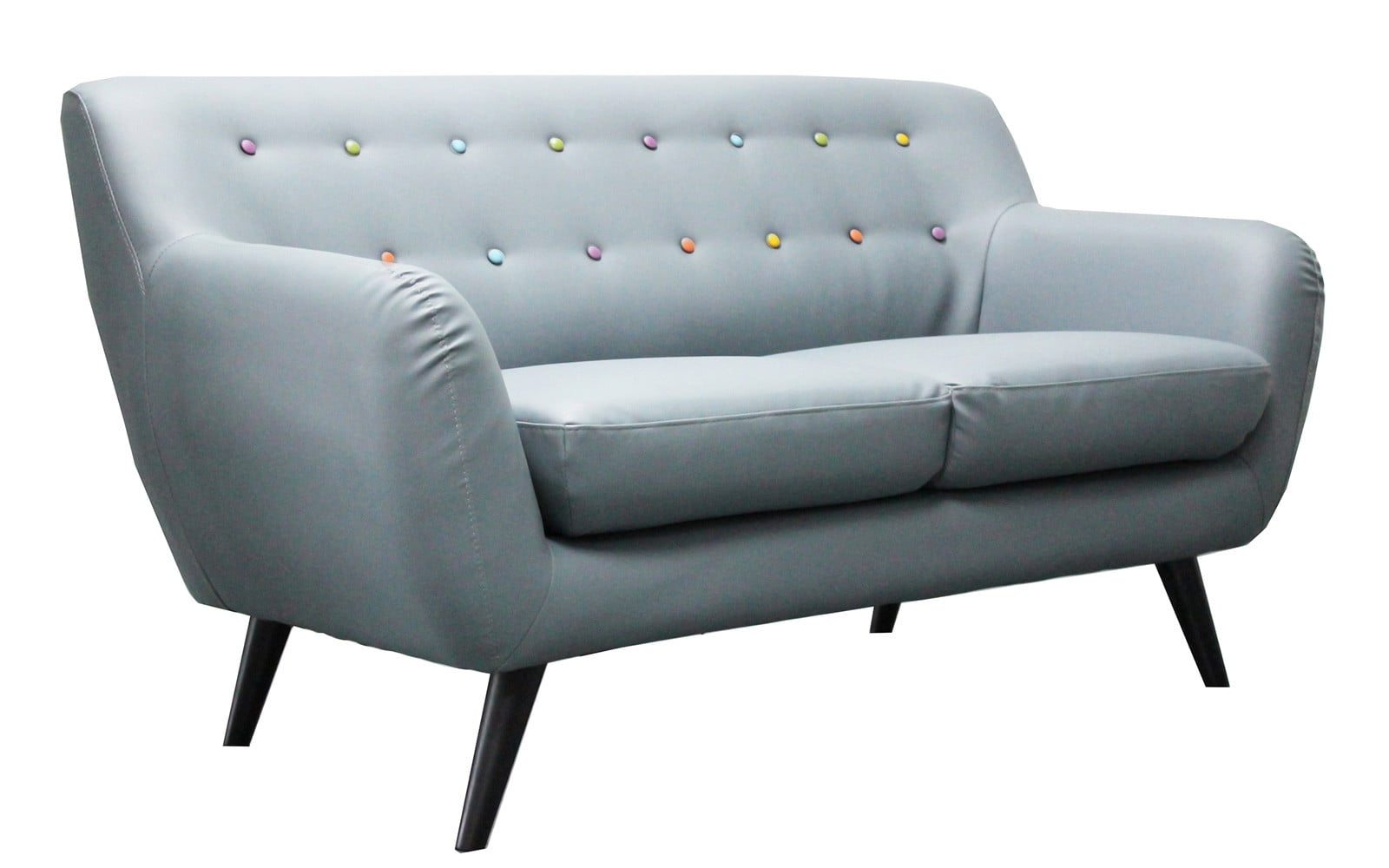 Mid Century Modern Tufted Bonded Leather Love Seat
