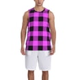 thumbnail image 6 of Rocae Purple Black Buffalo Plaid for Men's Basketball Jersey Lightweight and Breathable Athletic Tank Top,Quick-Drying Sports Jersey Medium, 6 of 9