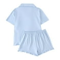 thumbnail image 4 of Wensltd Pajama Set Short Sleeve for Women Summer Loose Fit Elegant Style Breathable Button Down Sleepwear Multiple Colors, 4 of 9
