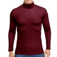 thumbnail image 2 of Seasonal Men Solid Ribbed Slim Fit Knitted Pullover Turtleneck Sweater Base Shirt Wine 10(XL), 2 of 3