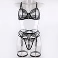 thumbnail image 3 of Conjunto de lencería sexy de moda con bordado de cadena de metal de 4 piezas con leggings, 3 of 5