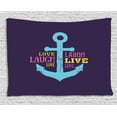 thumbnail image 1 of Live Laugh Love Tapestry, Memphis Style Nautical Inspirations with Hand Drawn anchor and Cute Quote, Wall Hanging for Bedroom Living Room Dorm Decor, 80W X 60L Inches, Multicolor, by Ambesonne, 1 of 2
