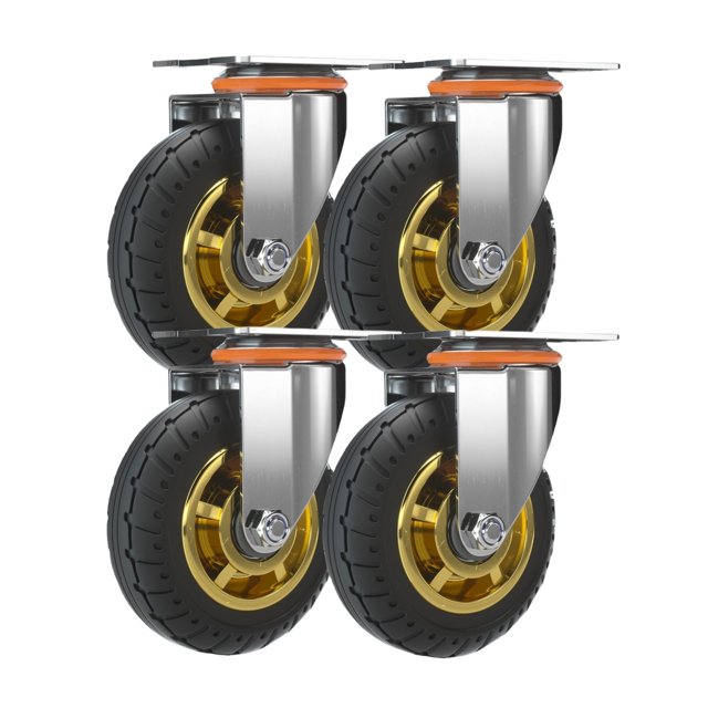 4 juegos de ruedas neumáticas giratorias, ruedas giratorias con rodamiento de bolas de 360 grados, ruedas resistentes con placa superior