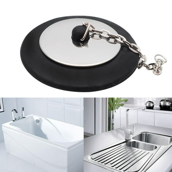 UNTERING Bathtub Stopper Rubber Choke Drain Stopper with Chain Bath Plug Drain Tub Stopper for Home and Hotel 1PC