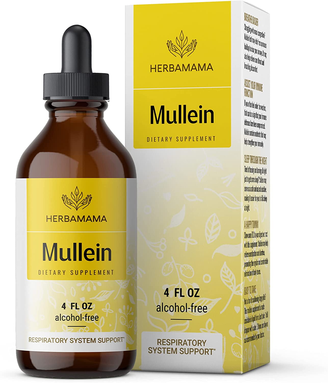 HERBAMAMA Mullein Leaf Liquid Extract 4 fl. oz Respiratory Health and