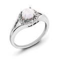 thumbnail image 1 of Bague en Argent Sterling Rhodié Diam. & Opale Créée Taille 9, 1 of 3