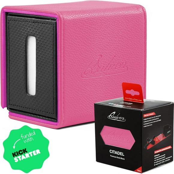 ERDS-Pink Citadel Deck Block - 100+ Commander MTG Deck Box for Cards - Card box holder for Cards, Dice and Tokens, Custom Deckbox Divider - Quiver Card Cases Compatible | TCG Card Deck Box