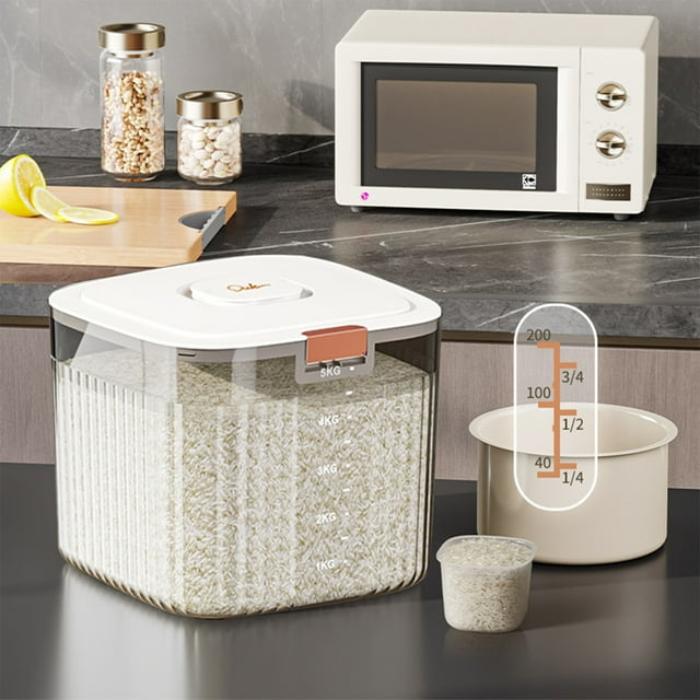 TopLLC Airtight Rice Dispenser -Cover Rice Bucket For Cereal Grain Flour Rice Beans Pet Grain Countertop Large Rice Storage Container With Lid- Proof Household Cereal Storage Tub