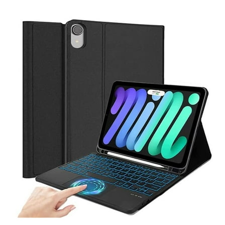 HPZZ Keyboard Case Compatible with iPad Mini 7 A17 Pro, iPad Mini 7th/6th Generation (2024/2021),  Multi-Touch Trackpad, Stand  Keyboard Cover with Rechargeable (USB-C) Keyboard,