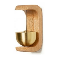 Eliaeconx Doorbell Chime, Wooden Magnetic Door Entry Alert, Beech Wood with Brass Bell, Hanging Welcome Chime for Store, Cafe, Home Entrance, A