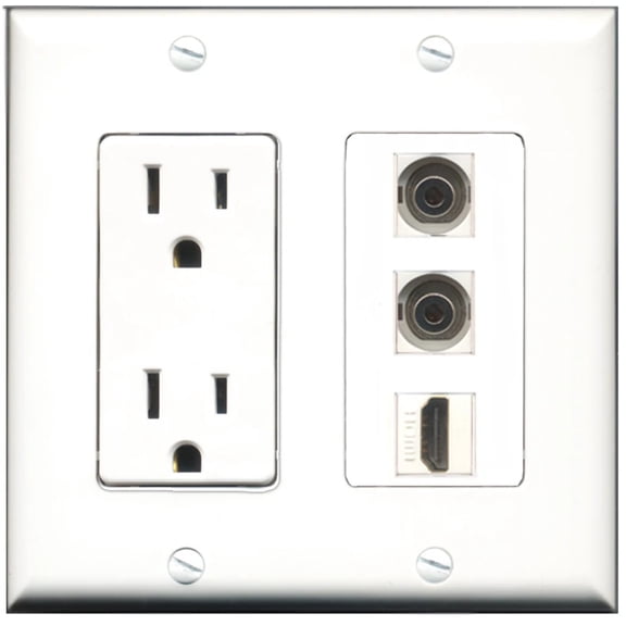 Ultra Spec Cables 15 Amp Power Outlet 1 Port HDMI 2 Port 3.5mm Wall Plate
