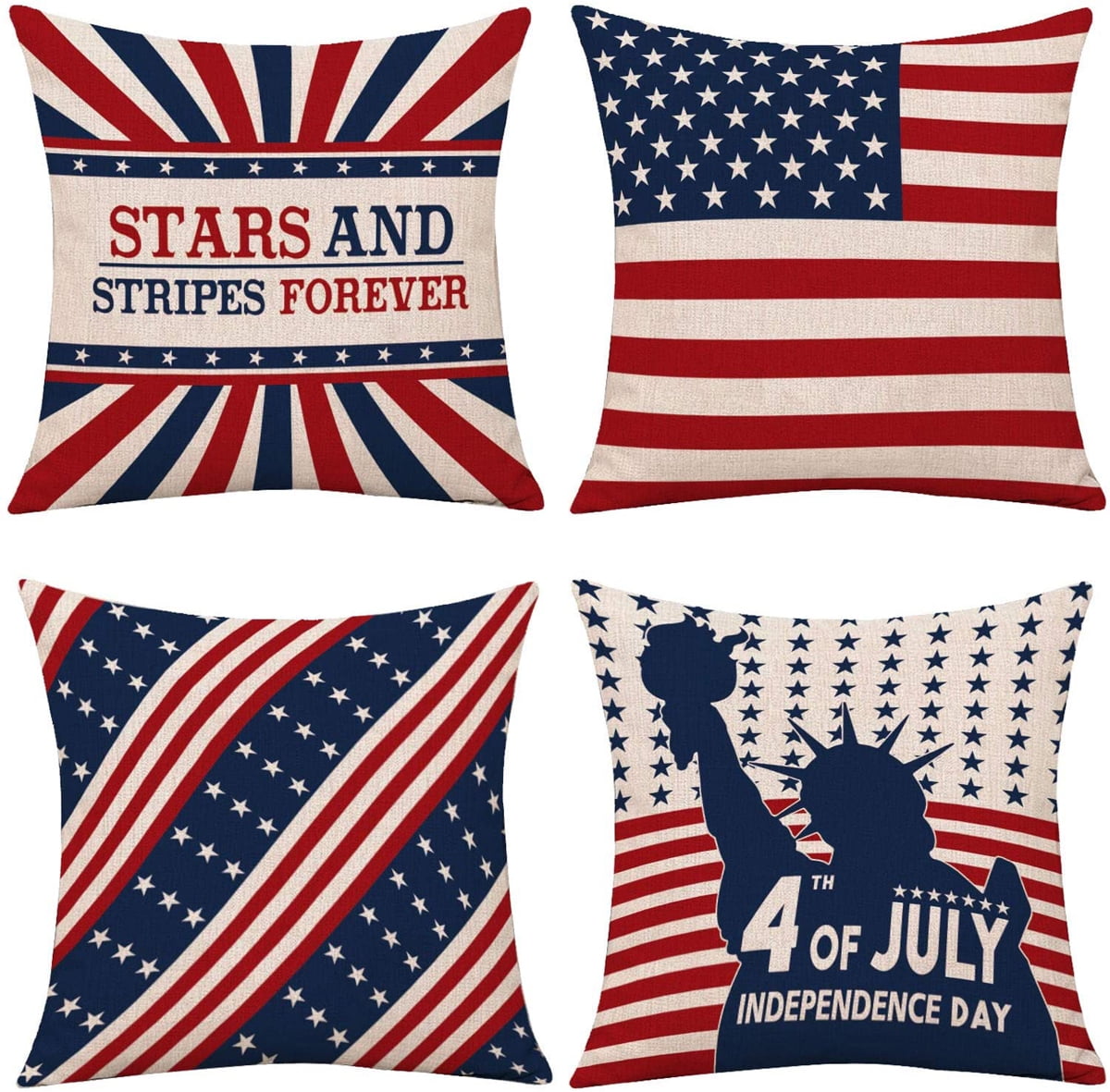 US SELLER-4pcs home decor pillow cushion covers nautical U.S flag patriotic 