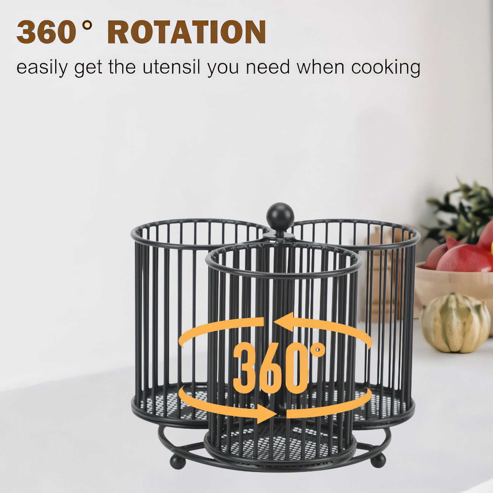 Qholemyo Metal Rotating 3 Compartments Cutlery Rack Organizer For Restaurant Kitchen Table with utensil drawer organizer storage home and kitchen