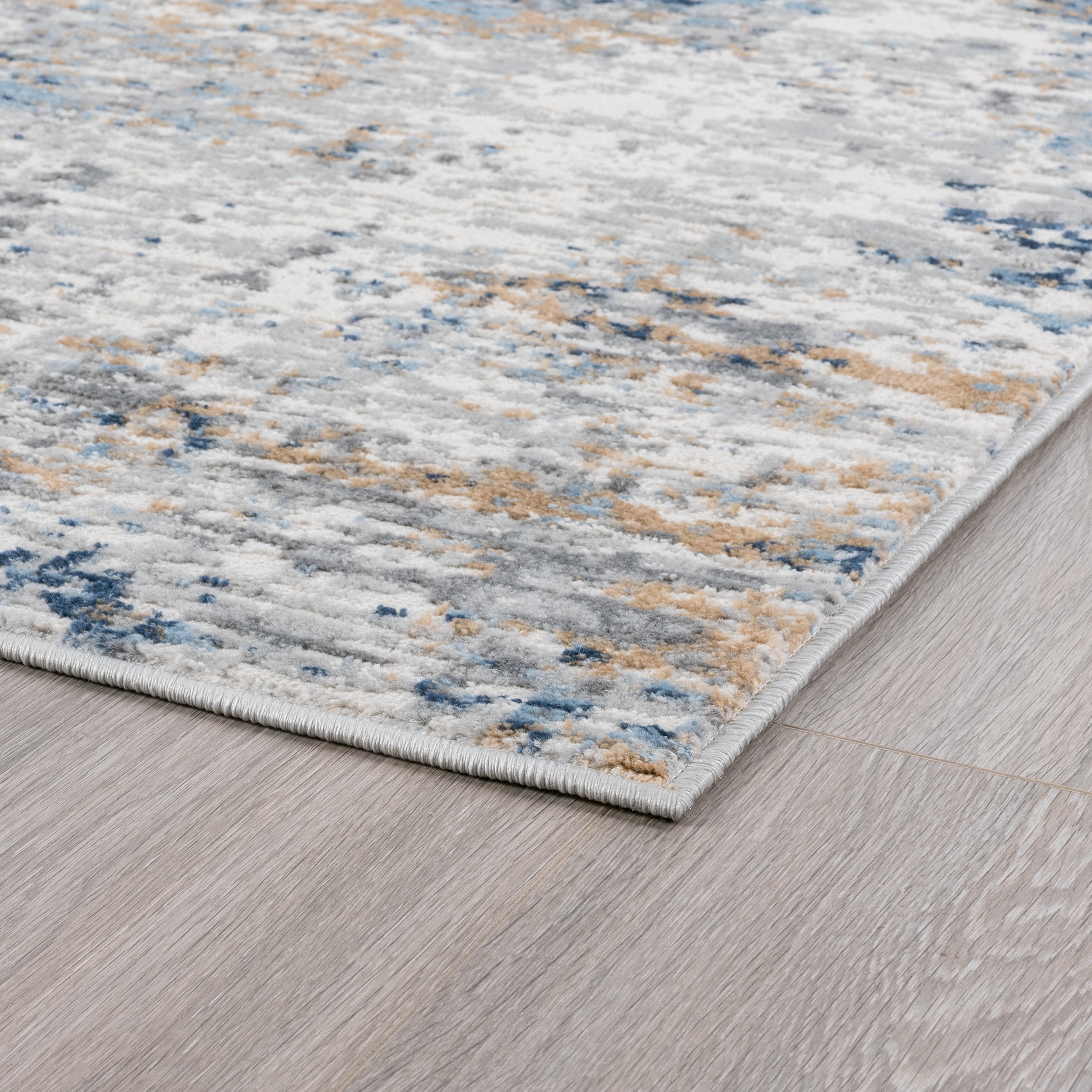 Yardley Distressed Contemporary Abstract Indigo, Gray Indoor Area Rug, 8' x 10'