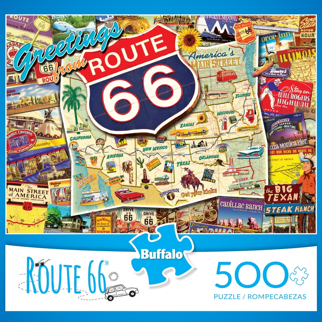 Jigsaw Puzzle Route 66 Memorabilia 500 Pcs 18" X 11" Puzzlebug S1b for sale online 