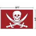 thumbnail image 3 of Bandera pirata de Jack Rackham para exteriores, 3x5, color rojo sangre, tela de poliéster 150D, ojales de latón, resistente a la decoloración, 3 of 3